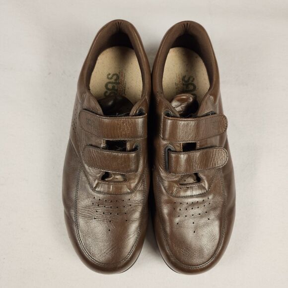 SAS VTO EZ Strap Leather Walking Shoe Mens 12.5E WIDE Brown Hook & Loop Diabetic - Picture 3 of 16